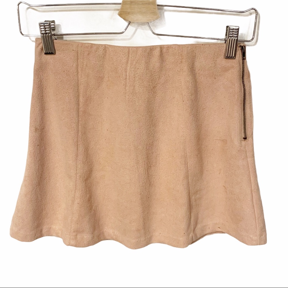 John Galt‎ Brandy Melville One Size Pink Velvet Mini Skirt Skater Faux Suede